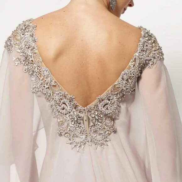 SAMPLE Mother of the Bride/Groom Elegant Formal Batwing Flutter Sleeve Dress - Picture 2 of 16